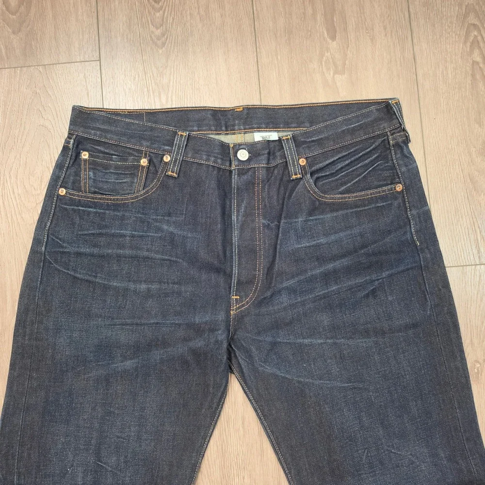 Levis 501 J. Crew Mens Dark Wash Straight Leg Button Fly Jeans 36x32 Indigo